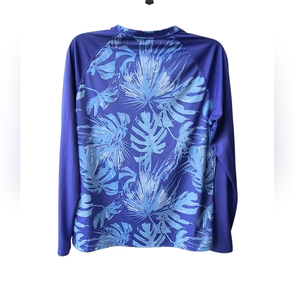 Field & Stream Blue Leaf Print Women's Dry Fit Rash Guard Long Sleeve Top M - Picture 2 of 8